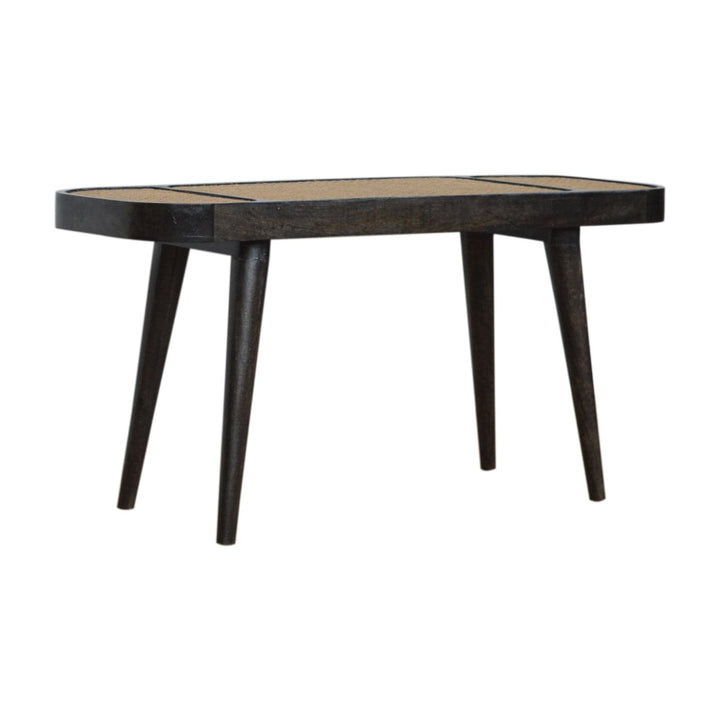 Larissa Carbon Black Bench - Solid Mango Wood Seating Furniture for Entryway - product view 2 showing handcrafted solid...
