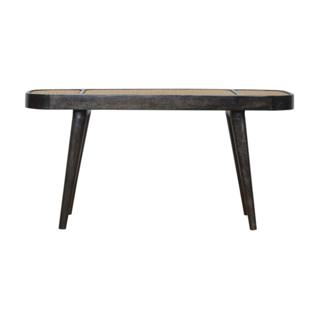 Larissa Carbon Black Bench - Solid Mango Wood Seating Furniture for Entryway - main view showing handcrafted solid mango...