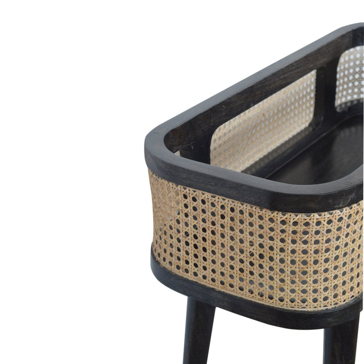 Larissa Carbon Black Tray Table - Solid Mango Wood Butler Tray for Living Room - product view 7 showing handcrafted solid...