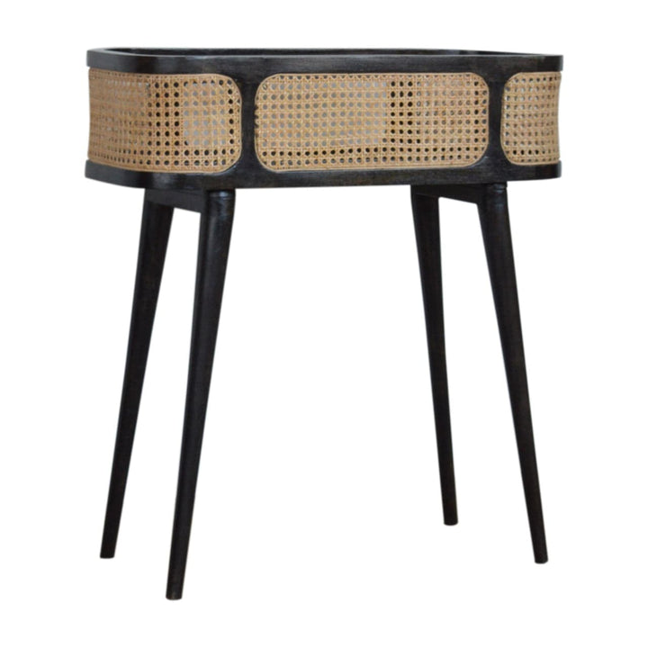 Larissa Carbon Black Tray Table - Solid Mango Wood Butler Tray for Living Room - product view 3 showing handcrafted solid...