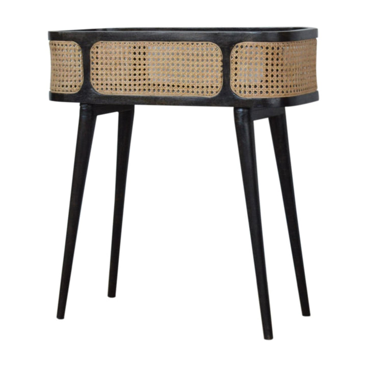 Larissa Carbon Black Tray Table - Solid Mango Wood Butler Tray for Living Room - product view 2 showing handcrafted solid...