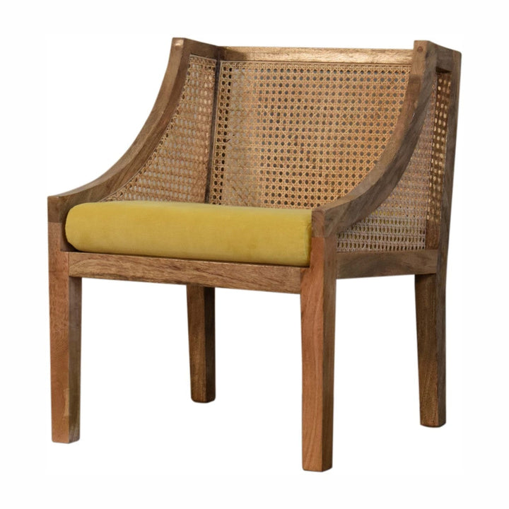 Larissa Cotton Chair with Crafted from Solid Mango Wood - product view 3 showing handcrafted solid mango wood chair
