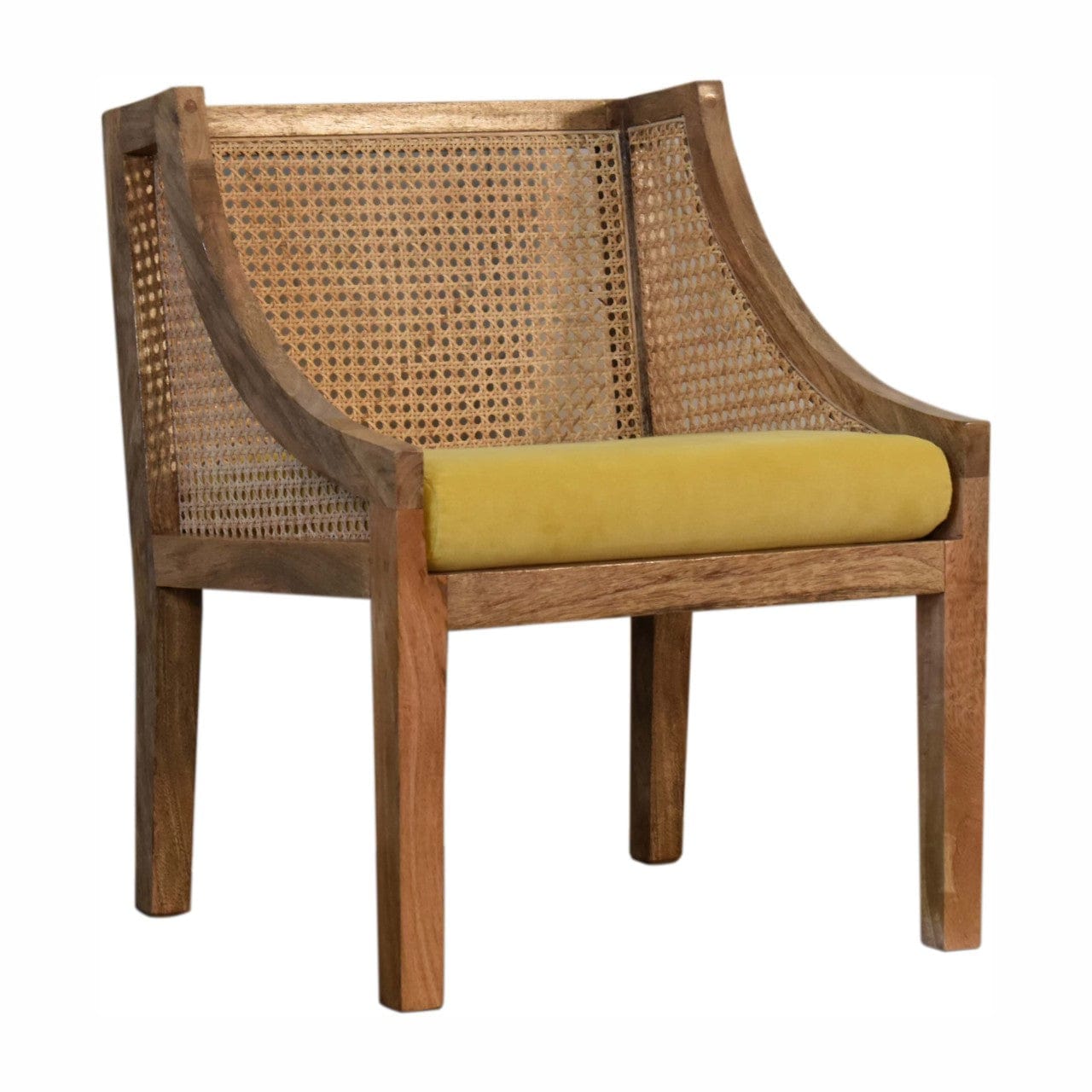 Larissa Cotton Chair with Crafted from Solid Mango Wood - product view 2 showing handcrafted solid mango wood chair