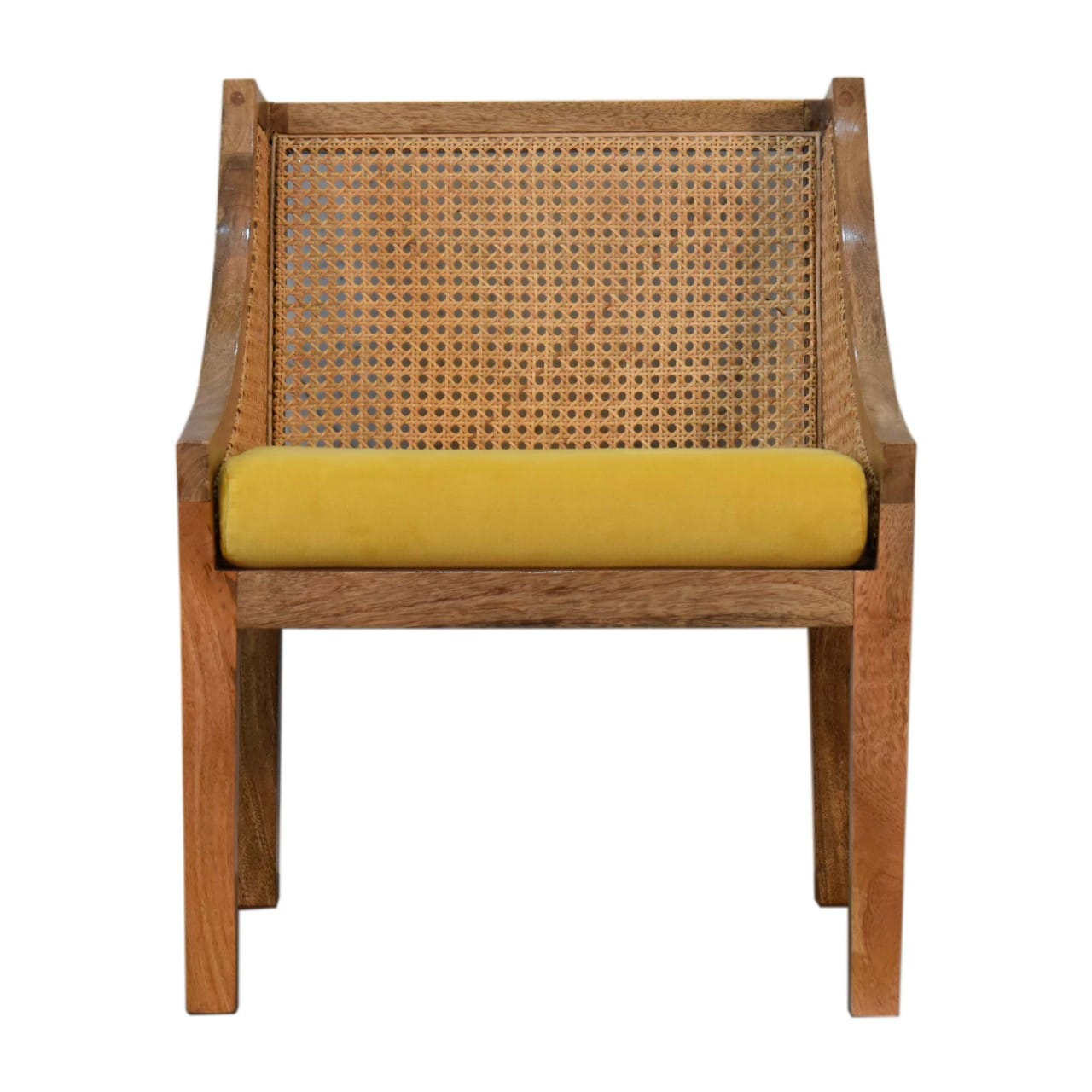 Larissa Cotton Chair with Crafted from Solid Mango Wood - main view showing handcrafted solid mango wood chair