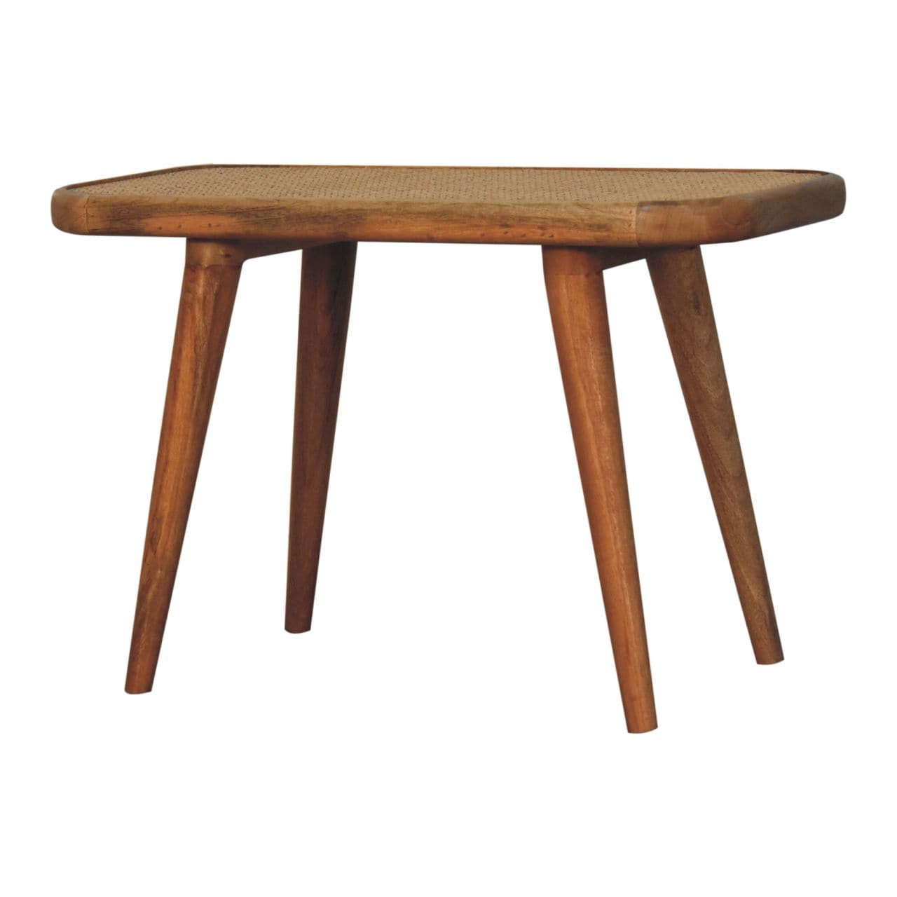Larissa Rattan Bench - Solid Mango Wood Seating Furniture for Entryway - product view 2 showing handcrafted solid mango...