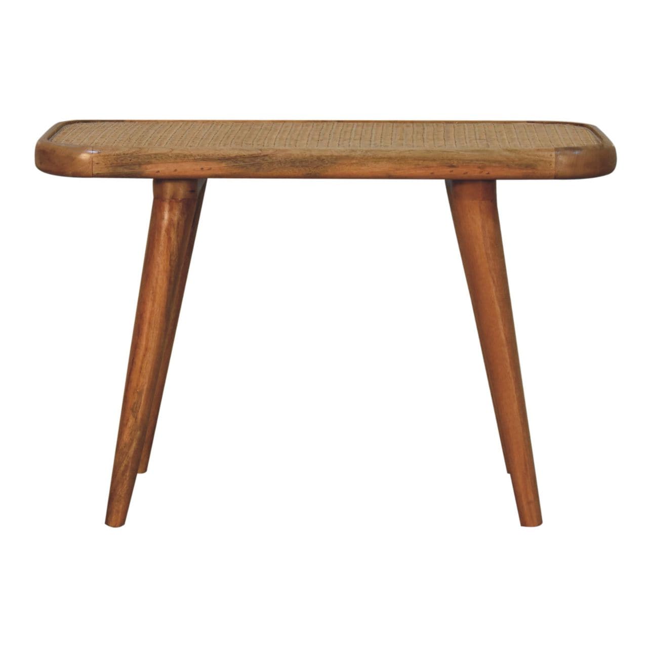 Larissa Rattan Bench - Solid Mango Wood Seating Furniture for Entryway - main view showing handcrafted solid mango wood bench