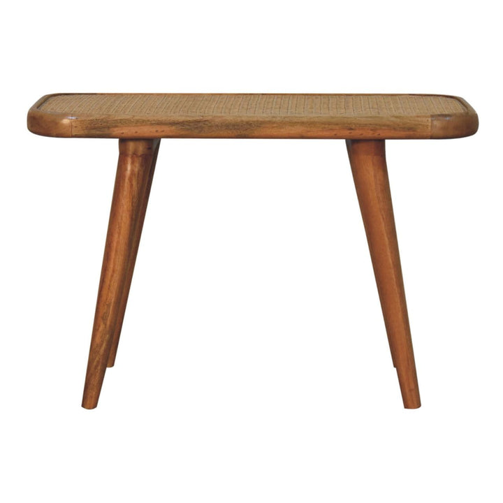 Larissa Rattan Bench - Solid Mango Wood Seating Furniture for Entryway - main view showing handcrafted solid mango wood bench