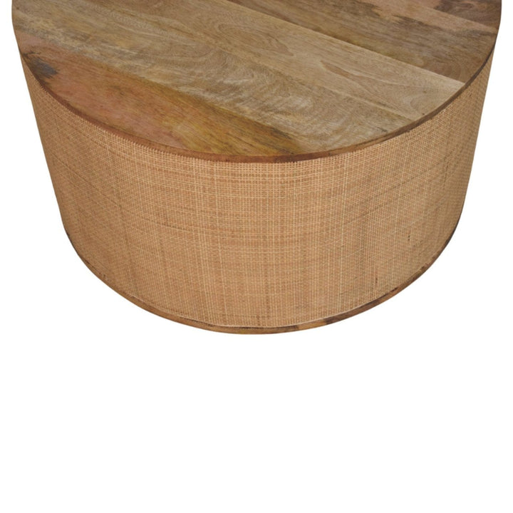 Larissa Round Coffee Table - Solid Mango Wood Center Table for Living Room - product view 7 showing handcrafted solid...