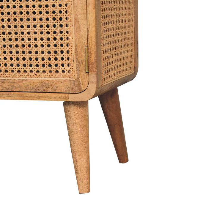 Larrisa Woven TV Stand - Solid Mango Wood Entertainment Center for Living Room - product view 6 showing handcrafted solid...