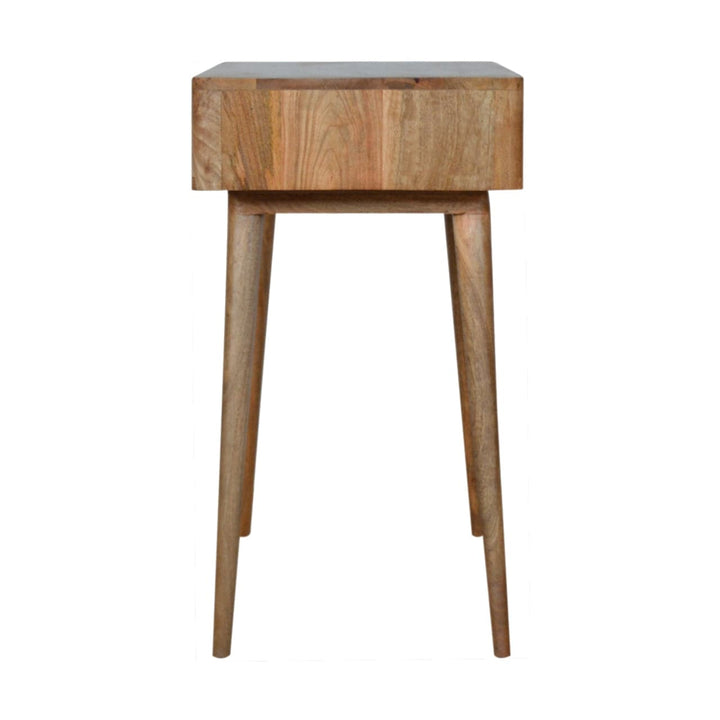 Leaf Embossed Writing Desk - Solid Mango Wood Writing Table for Home Office - product view 7 showing handcrafted solid...