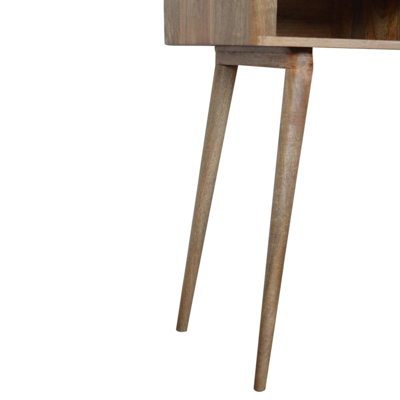 Leaf Embossed Writing Desk - Solid Mango Wood Writing Table for Home Office - product view 6 showing handcrafted solid...