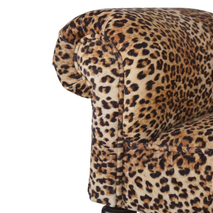 Leopard Print Velvet Bench - Solid Mango Wood Seating Furniture for Entryway - product view 6 showing handcrafted solid...