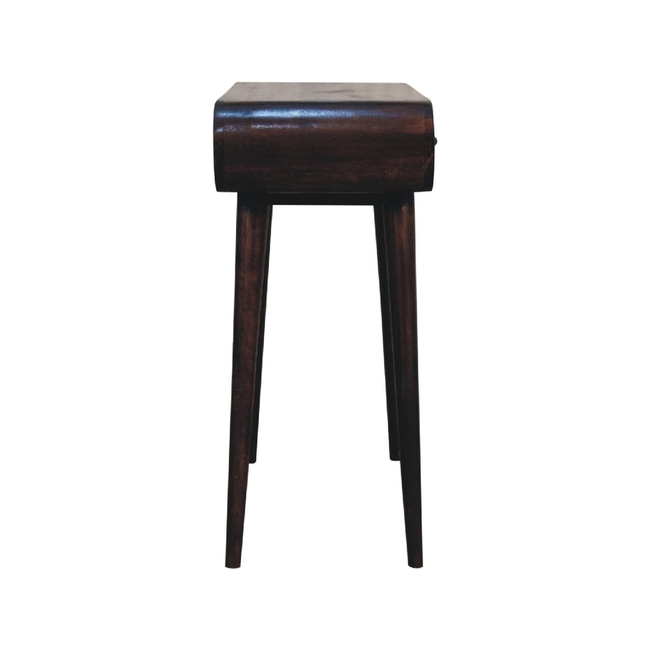Light Walnut Curved Edge Console Table - Solid Mango Wood Hallway Console for Entryway - product view 10 showing...