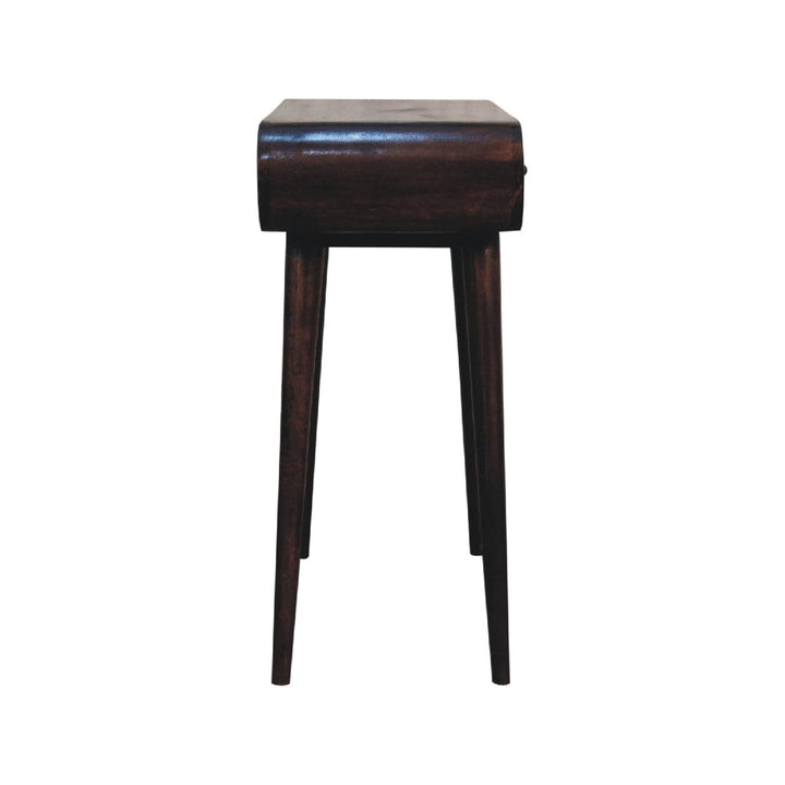 Light Walnut Curved Edge Console Table - Solid Mango Wood Hallway Console for Entryway - product view 10 showing...
