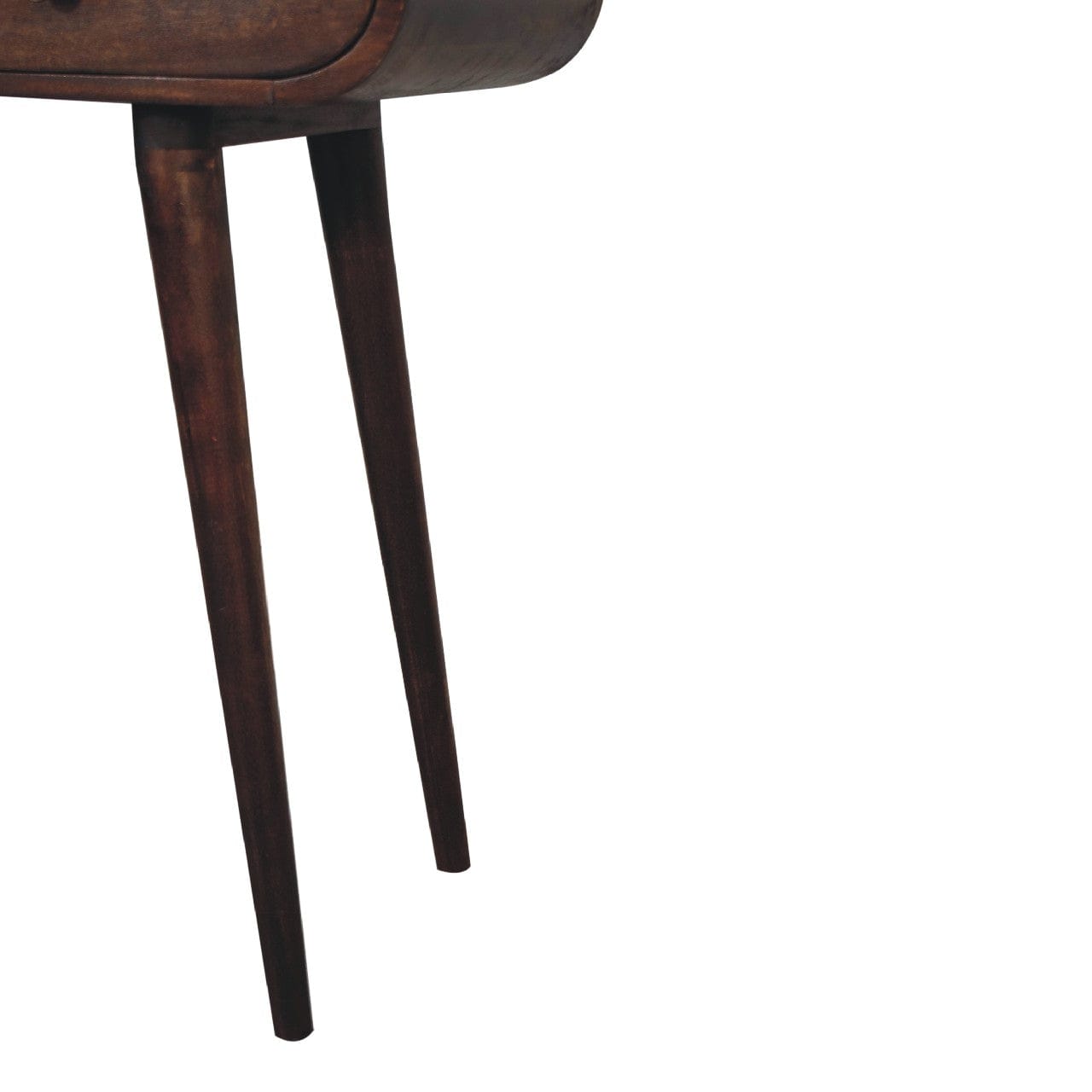 Light Walnut Curved Edge Console Table - Solid Mango Wood Hallway Console for Entryway - product view 9 showing...