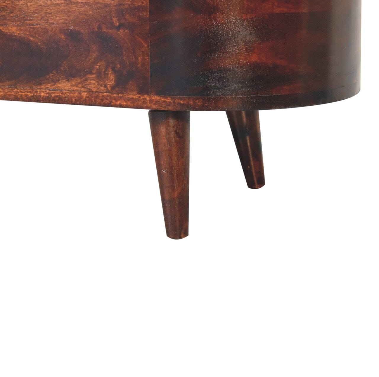 Light Walnut Rounded Lid-up Blanket Box - Solid Mango Wood Storage Trunk for Bedroom - product view 9 showing handcrafted...
