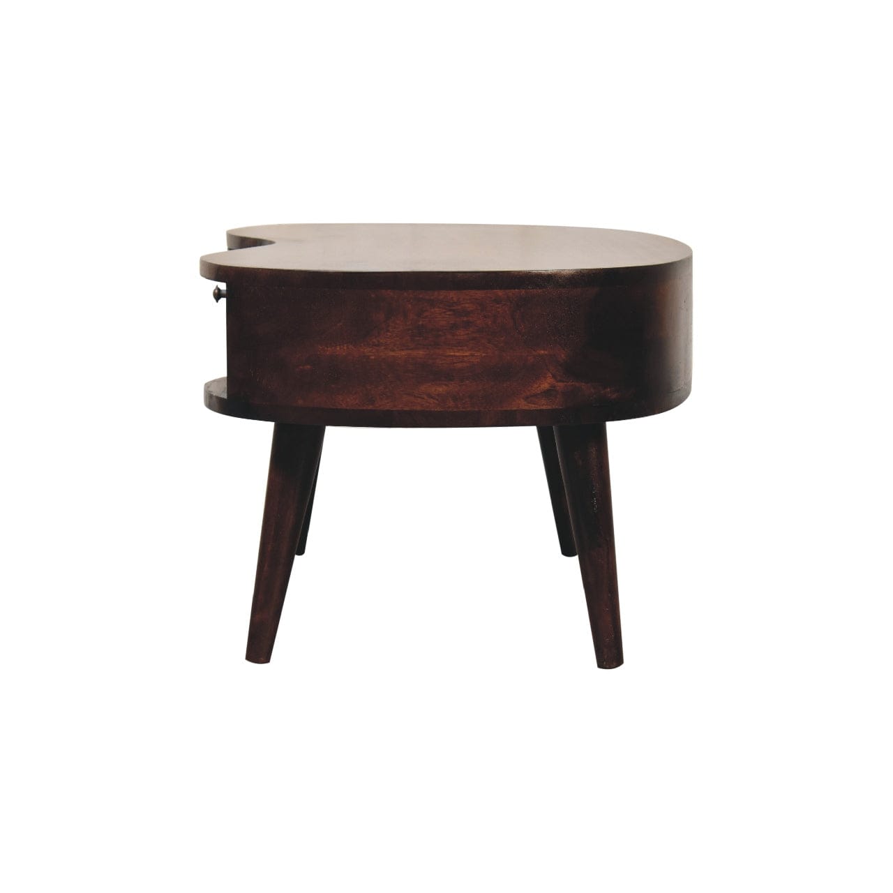 Light Walnut Wave Coffee Table - Solid Mango Wood Center Table for Living Room - product view 8 showing handcrafted solid...