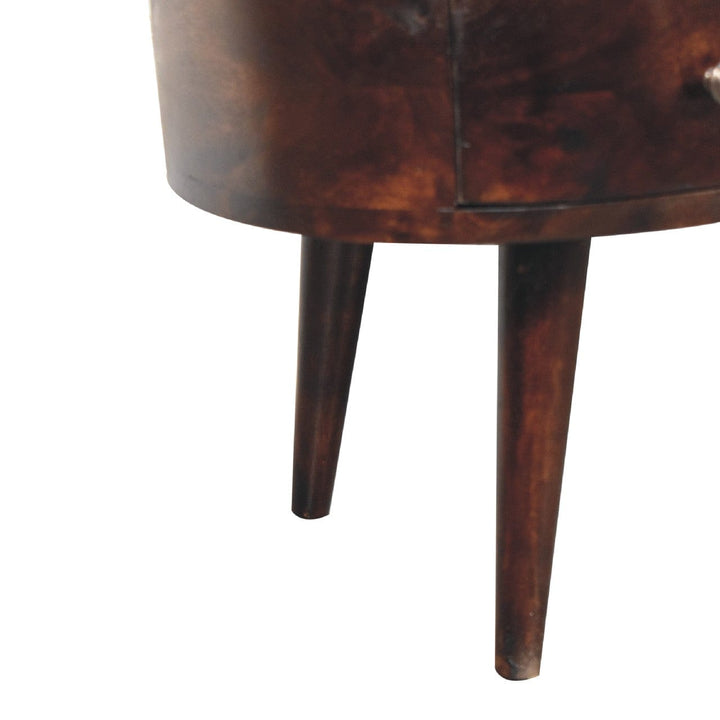 Light Walnut Wave Coffee Table - Solid Mango Wood Center Table for Living Room - product view 7 showing handcrafted solid...