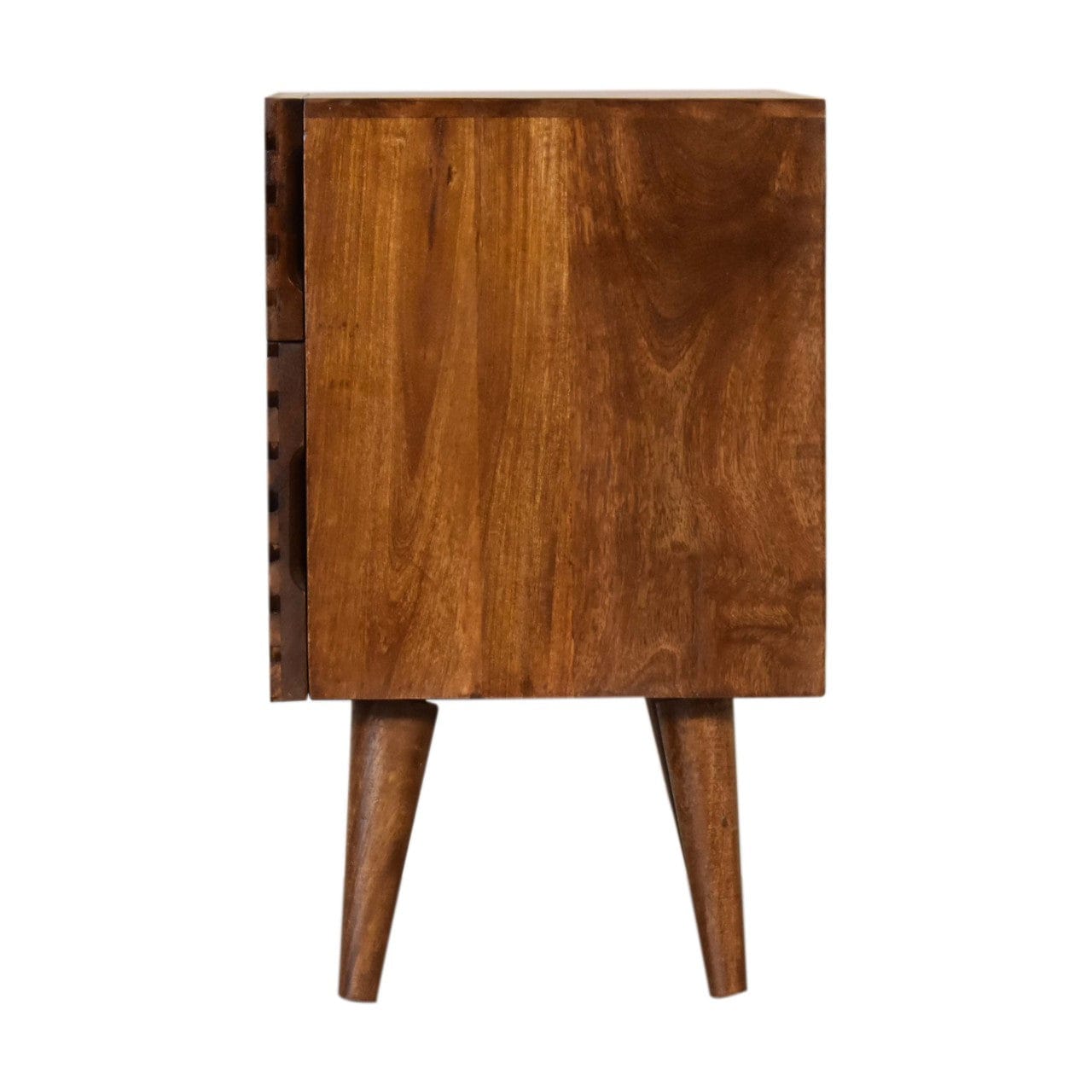 Lille 2 Drawer Nightstand - Solid Mango Wood Bedside Table for Bedroom - product view 8 showing handcrafted solid mango...