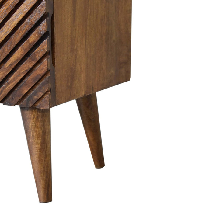 Lille 2 Drawer Nightstand - Solid Mango Wood Bedside Table for Bedroom - product view 7 showing handcrafted solid mango...