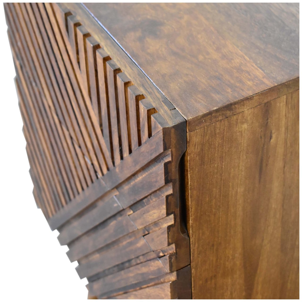 Lille 2 Drawer Nightstand - Solid Mango Wood Bedside Table for Bedroom - product view 5 showing handcrafted solid mango...