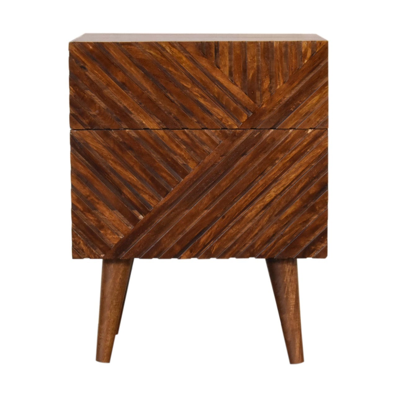 Lille 2 Drawer Nightstand - Solid Mango Wood Bedside Table for Bedroom - main view showing handcrafted solid mango wood...
