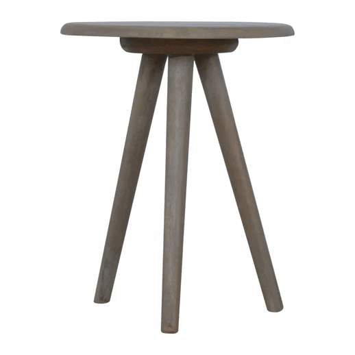 Lulu Round Tripod End Table - Solid Mango Wood Side Table for Living Room - product view 6 showing handcrafted solid...