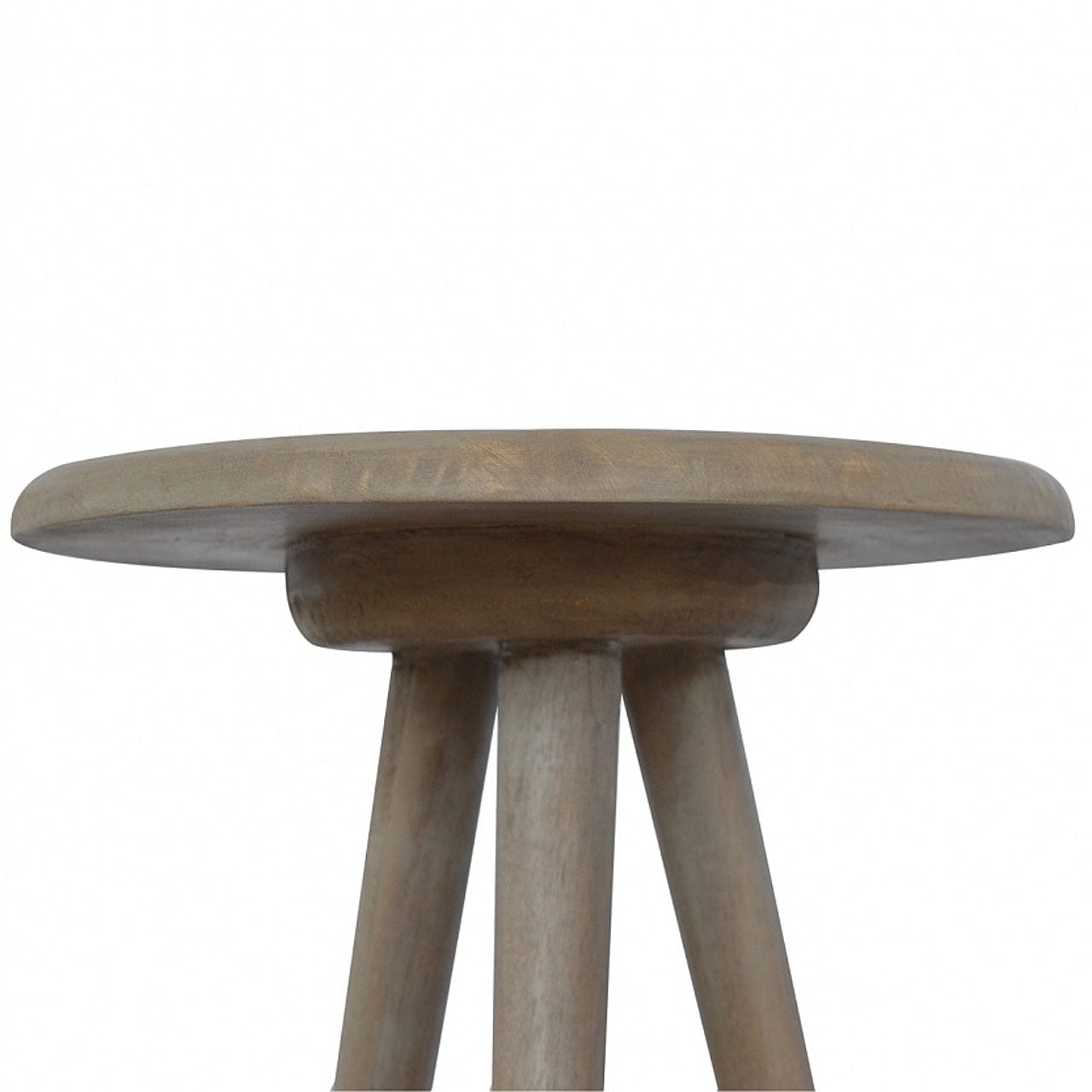 Lulu Round Tripod End Table - Solid Mango Wood Side Table for Living Room - product view 3 showing handcrafted solid...