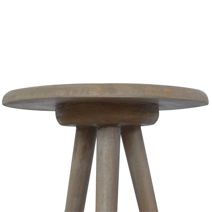 Lulu Round Tripod End Table - Solid Mango Wood Side Table for Living Room - product view 3 showing handcrafted solid...