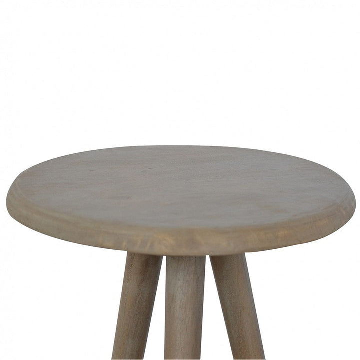 Lulu Round Tripod End Table - Solid Mango Wood Side Table for Living Room - product view 2 showing handcrafted solid...