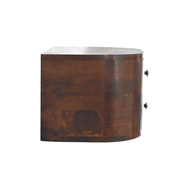 Lunar 2 Drawer Floating Nightstand - Solid Mango Wood Bedside Table for Bedroom - product view 7 showing handcrafted...