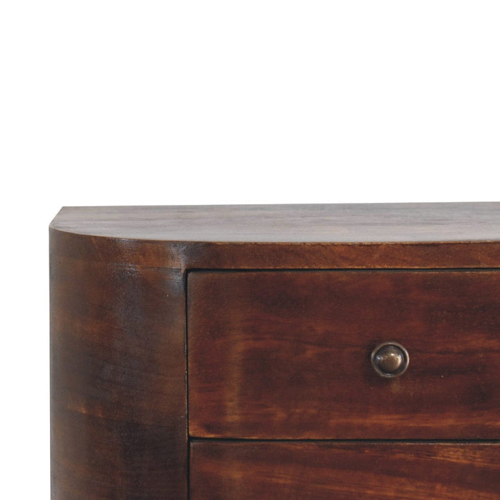 Lunar 2 Drawer Floating Nightstand - Solid Mango Wood Bedside Table for Bedroom - product view 4 showing handcrafted...