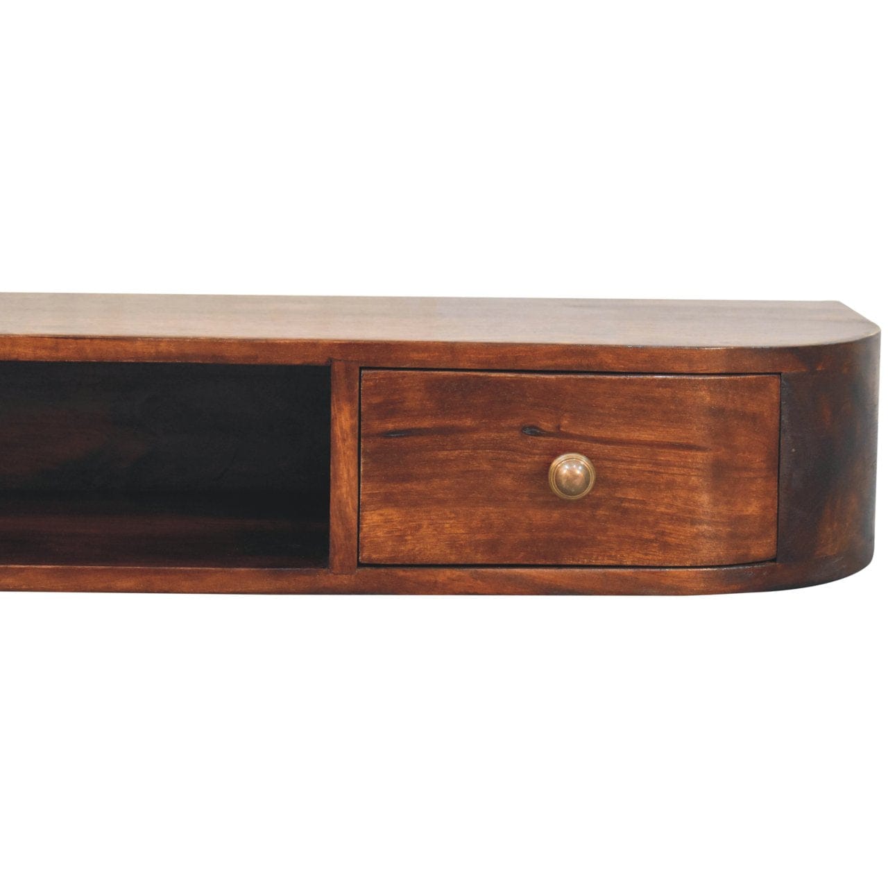 Lunar 2 Drawer Wall Mounted California Walnut Console Table - Entryway & Hallway Table - product view 5 showing...