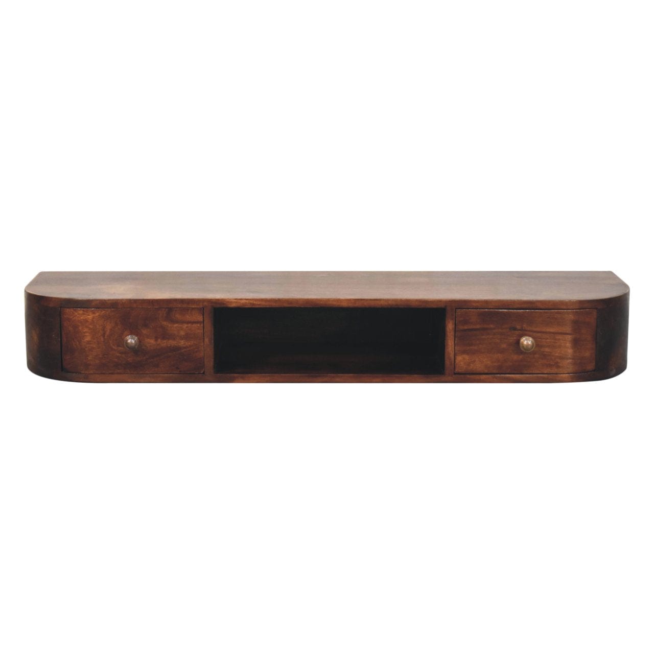 Lunar 2 Drawer Wall Mounted California Walnut Console Table - Entryway & Hallway Table - product view 2 showing...