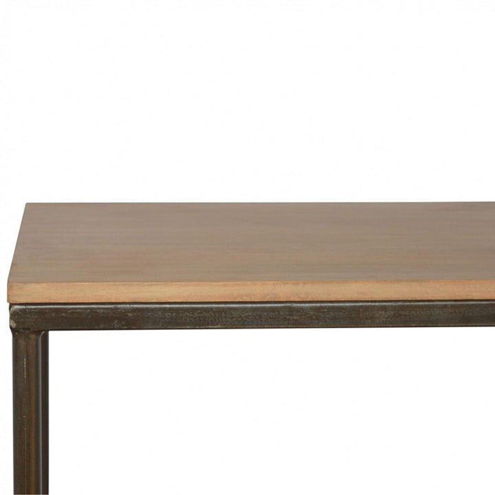 Mango Wood End Table - Solid Mango Wood Side Table for Living Room - product view 5 showing handcrafted solid mango wood...