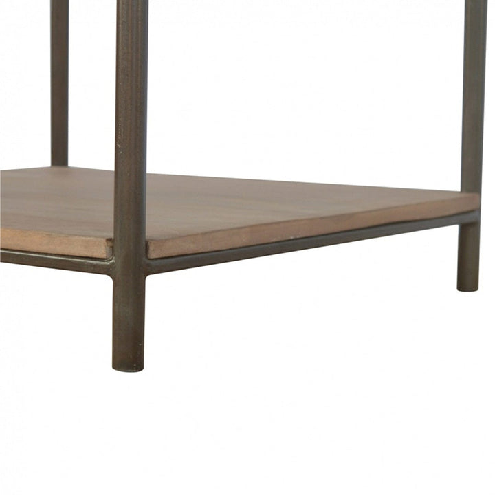 Mango Wood End Table - Solid Mango Wood Side Table for Living Room - product view 4 showing handcrafted solid mango wood...