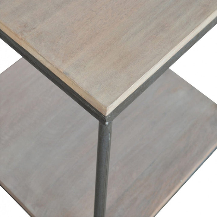Mango Wood End Table - Solid Mango Wood Side Table for Living Room - product view 3 showing handcrafted solid mango wood...