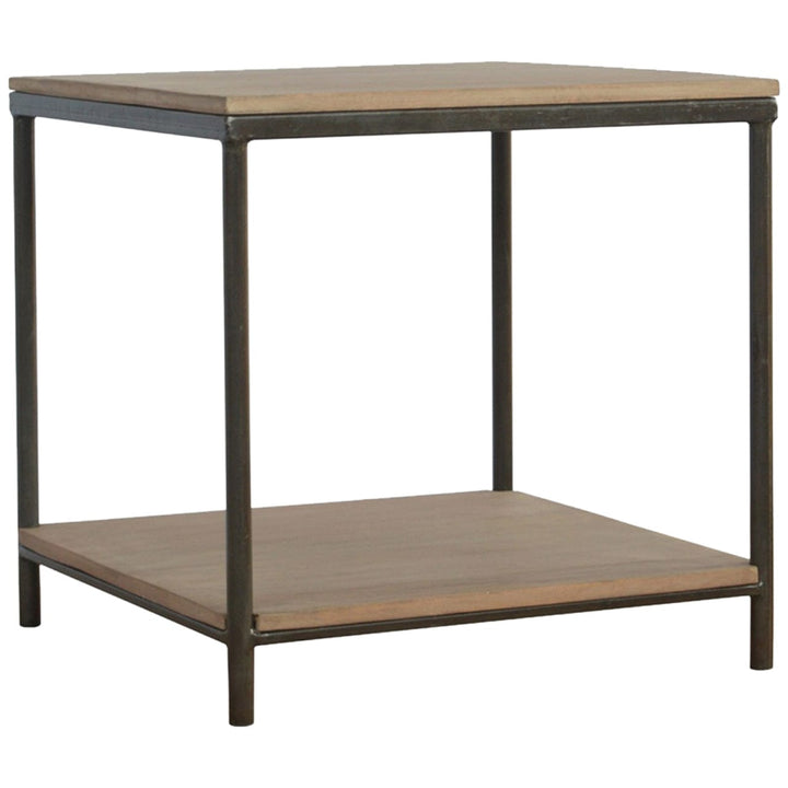 Mango Wood End Table - Solid Mango Wood Side Table for Living Room - product view 2 showing handcrafted solid mango wood...