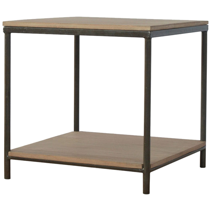 Mango Wood End Table - Solid Mango Wood Side Table for Living Room - main view showing handcrafted solid mango wood side...