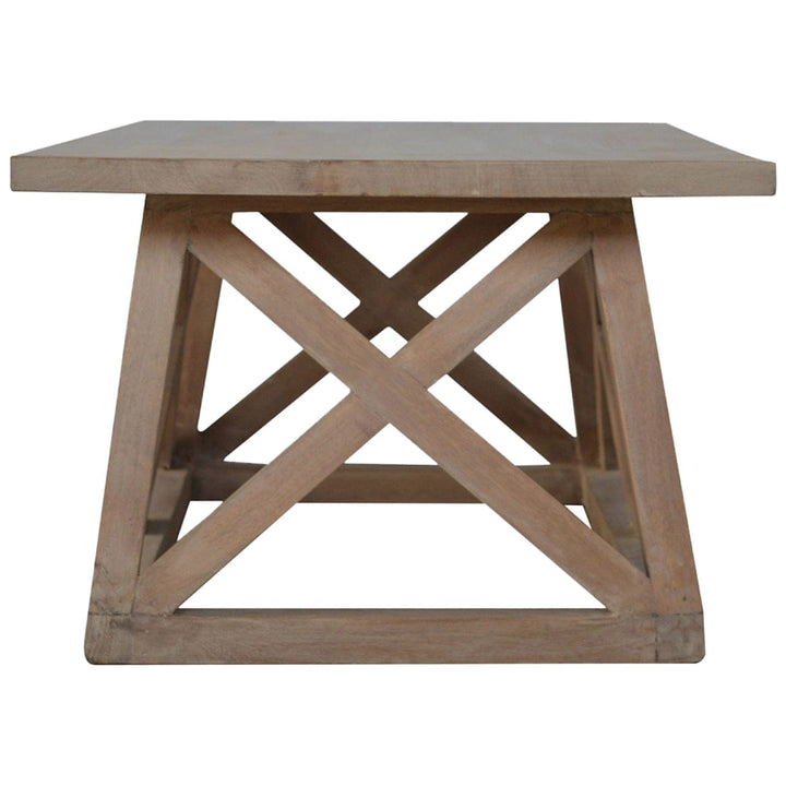 Mango Wood Tristle Coffee Table - Solid Mango Wood Center Table for Living Room - product view 4 showing handcrafted...