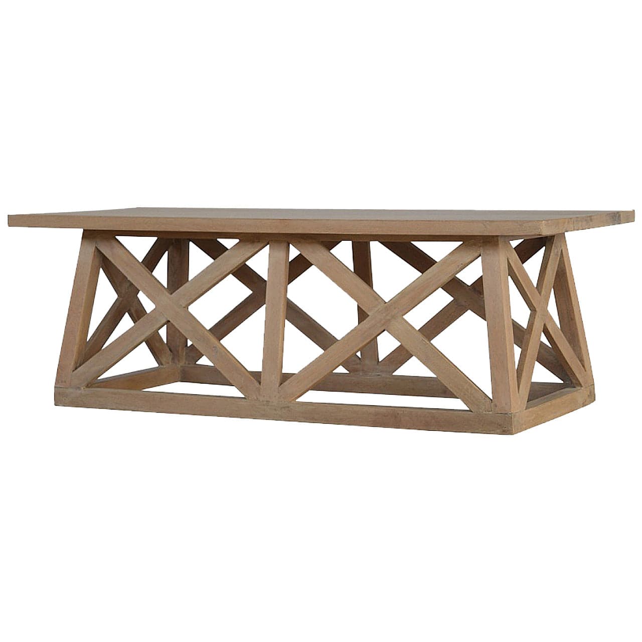 Mango Wood Tristle Coffee Table - Solid Mango Wood Center Table for Living Room - product view 2 showing handcrafted...