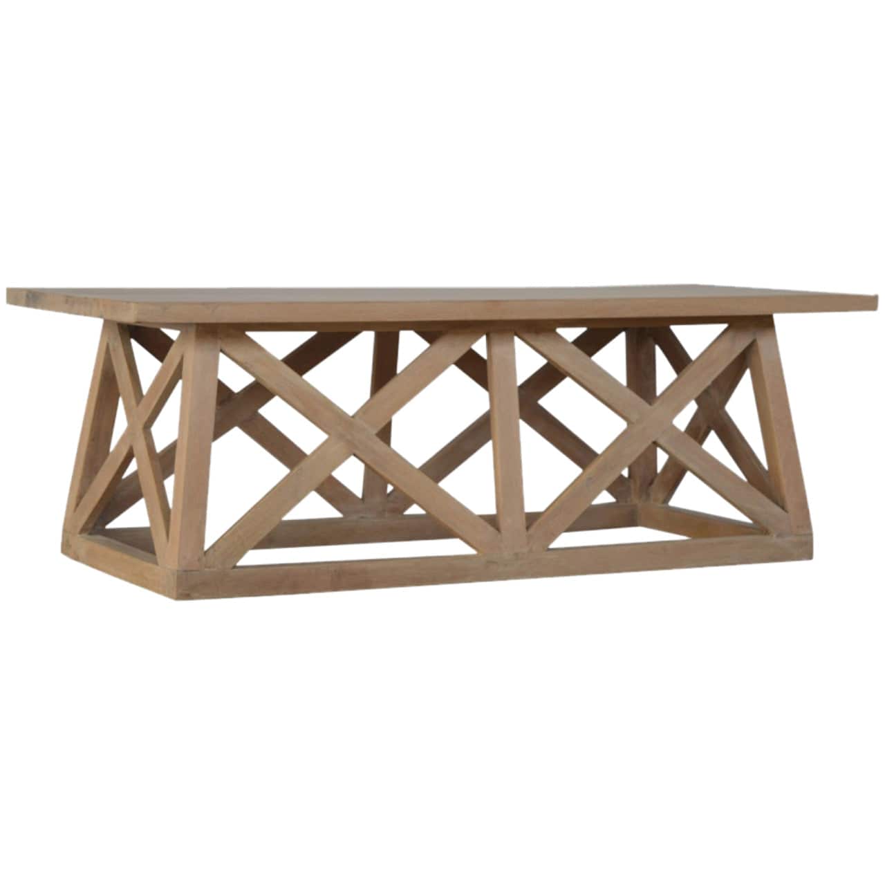 Mango Wood Tristle Coffee Table - Solid Mango Wood Center Table for Living Room - main view showing handcrafted solid...