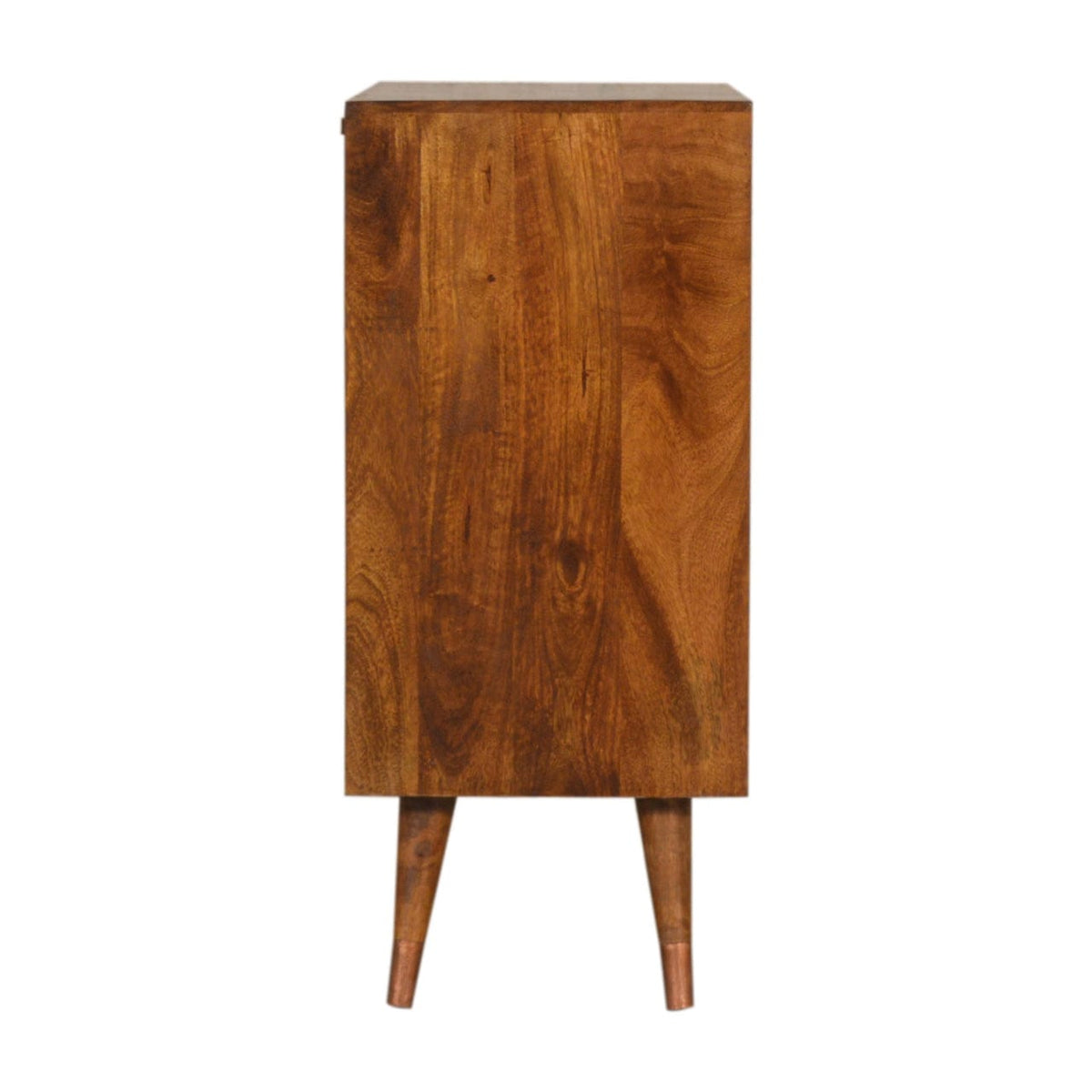 Manila Copper Dresser - Solid Mango Wood Storage Chest for Bedroom - product view 8 showing handcrafted solid mango wood...