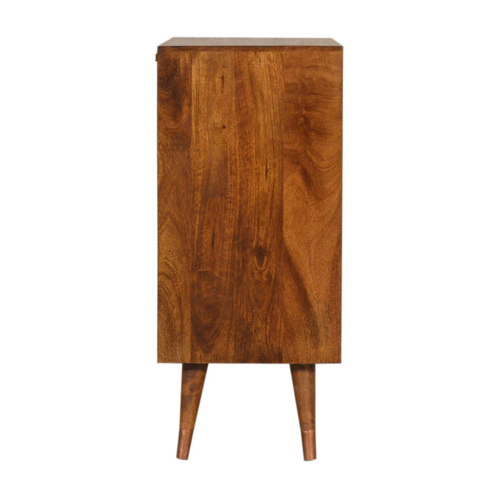 Manila Copper Dresser - Solid Mango Wood Storage Chest for Bedroom - product view 8 showing handcrafted solid mango wood...