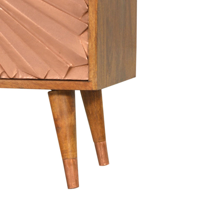 Manila Copper Dresser - Solid Mango Wood Storage Chest for Bedroom - product view 7 showing handcrafted solid mango wood...