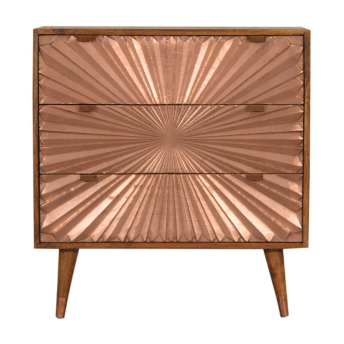 Manila Copper Dresser - Solid Mango Wood Storage Chest for Bedroom - main view showing handcrafted solid mango wood dresser