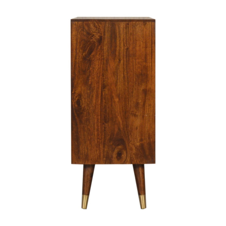 Manila Gold Dresser - Solid Mango Wood Storage Chest for Bedroom - product view 7 showing handcrafted solid mango wood...