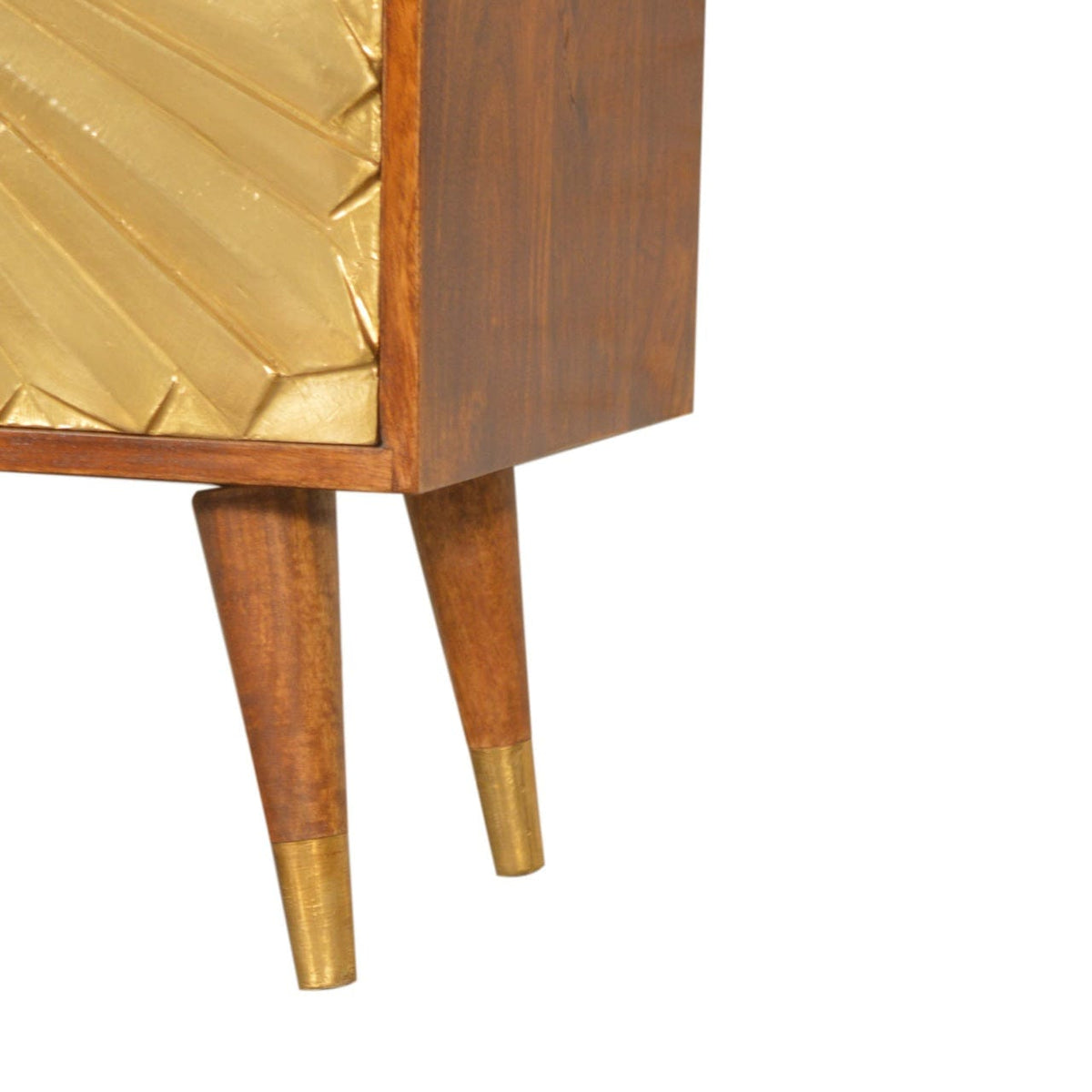 Manila Gold Dresser - Solid Mango Wood Storage Chest for Bedroom - product view 6 showing handcrafted solid mango wood...