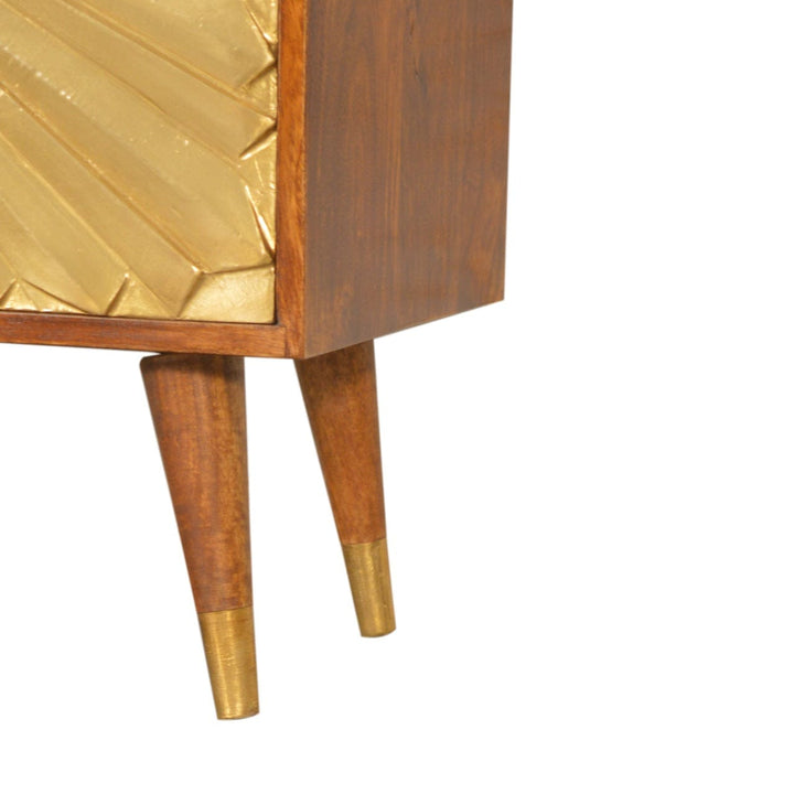 Manila Gold Dresser - Solid Mango Wood Storage Chest for Bedroom - product view 6 showing handcrafted solid mango wood...