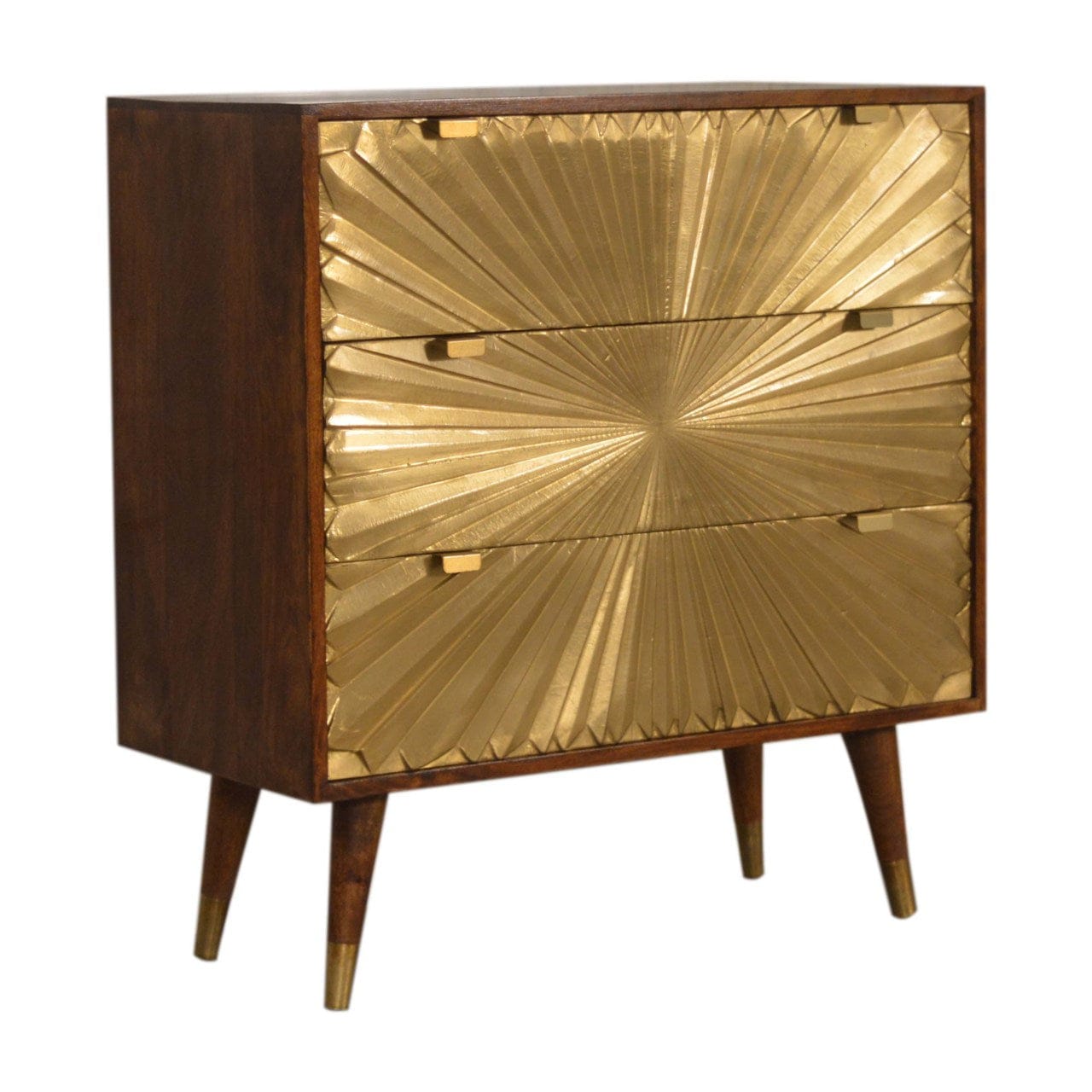 Manila Gold Dresser - Solid Mango Wood Storage Chest for Bedroom - main view showing handcrafted solid mango wood dresser